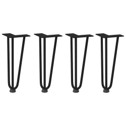 Pieds en épingle à cheveux pour table basse 4 pièces Noir 30 cm Acier massif 568209568209