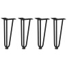 Pieds en épingle à cheveux pour table basse 4 pièces Noir 30 cm Acier massif 568209568209