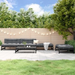 Salon de jardin 5 pcs noir bois massif de pin 568215568215