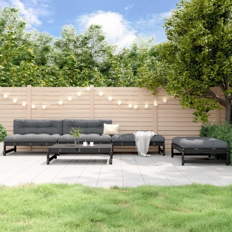 Salon de jardin 5 pcs noir bois massif de pin 568215568215
