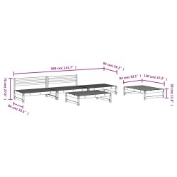 Salon de jardin 5 pcs noir bois massif de pin 568215568215