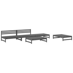 Salon de jardin 5 pcs gris bois massif de pin 568216568216