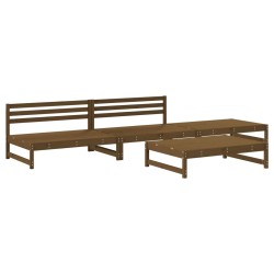 Salon de jardin 4 pcs marron miel bois de pin massif 568217568217