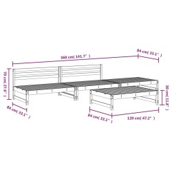 Salon de jardin 4 pcs marron miel bois de pin massif 568217568217