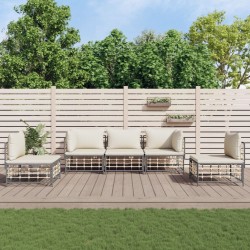 Salon de jardin 5 pcs avec coussins anthracite résine tressée 568218568218