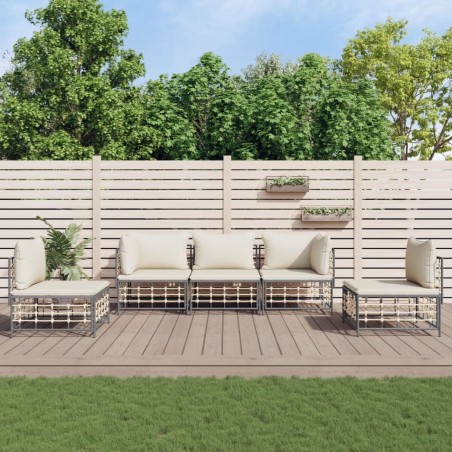 Salon de jardin 5 pcs avec coussins anthracite résine tressée 568218568218