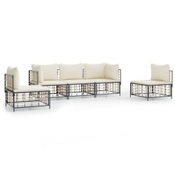 Salon de jardin 5 pcs avec coussins anthracite résine tressée 568218568218