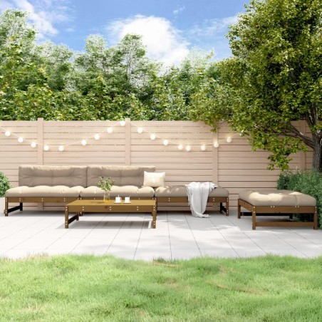 Salon de jardin 5 pcs marron miel bois de pin massif 568226568226