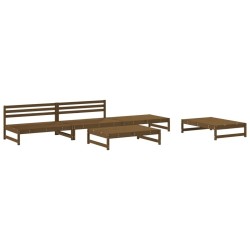Salon de jardin 5 pcs marron miel bois de pin massif 568226568226