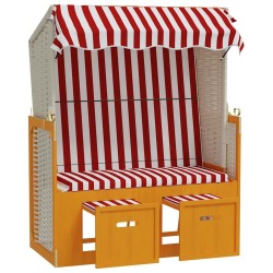 Strandkorb avec auvent résine tressée bois solide rouge blanc 568229568229