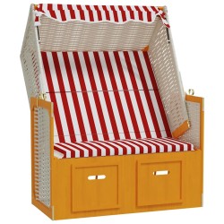 Strandkorb avec auvent résine tressée bois solide rouge blanc 568229568229