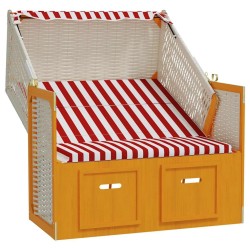 Strandkorb avec auvent résine tressée bois solide rouge blanc 568229568229