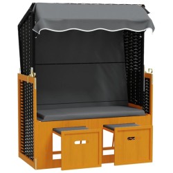 Strandkorb avec auvent résine tressée et bois solide anthracite 568230568230