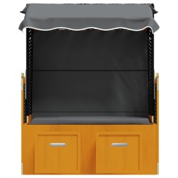 Strandkorb avec auvent résine tressée et bois solide anthracite 568230568230