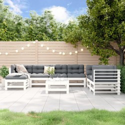 Salon de jardin 8 pcs Blanc Bois de pin massif 568231568231