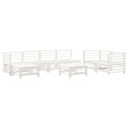 Salon de jardin 8 pcs Blanc Bois de pin massif 568231568231