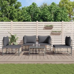 Salon de jardin 5 pcs avec coussins anthracite résine tressée 568237568237