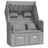 Strandkorb avec coussins Résine tressée et bois solide Gris 568238568238