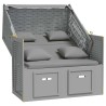 Strandkorb avec coussins Résine tressée et bois solide Gris 568238568238