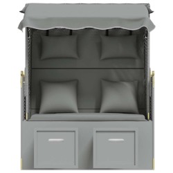 Strandkorb avec coussins Résine tressée et bois solide Gris 568238568238