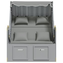 Strandkorb avec coussins Résine tressée et bois solide Gris 568238568238