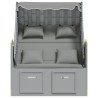 Strandkorb avec coussins Résine tressée et bois solide Gris 568238568238