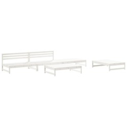 Salon de jardin 5 pcs blanc bois massif de pin 568239568239