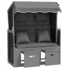 Strandkorb avec coussin poly rotin bois solide anthracite noir 568240568240