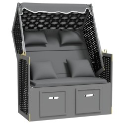Strandkorb avec coussin poly rotin bois solide anthracite noir 568240568240