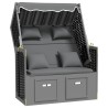 Strandkorb avec coussin poly rotin bois solide anthracite noir 568240568240