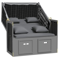 Strandkorb avec coussin poly rotin bois solide anthracite noir 568240568240