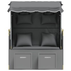 Strandkorb avec coussin poly rotin bois solide anthracite noir 568240568240