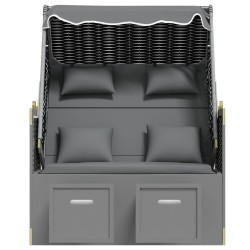 Strandkorb avec coussin poly rotin bois solide anthracite noir 568240568240