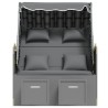 Strandkorb avec coussin poly rotin bois solide anthracite noir 568240568240