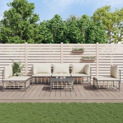 Salon de jardin 6 pcs avec coussins anthracite résine tressée 568259568259