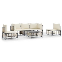 Salon de jardin 6 pcs avec coussins anthracite résine tressée 568259568259