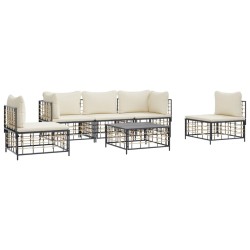 Salon de jardin 6 pcs avec coussins anthracite résine tressée 568259568259