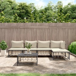 Salon de jardin 6 pcs avec coussins anthracite résine tressée 568260568260