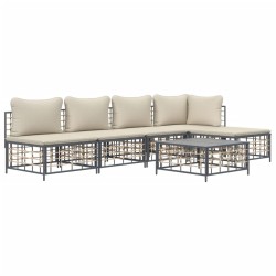 Salon de jardin 6 pcs avec coussins anthracite résine tressée 568260568260