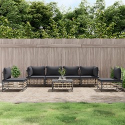 Salon de jardin 7 pcs avec coussins anthracite résine tressée 568261568261