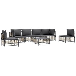 Salon de jardin 7 pcs avec coussins anthracite résine tressée 568261568261
