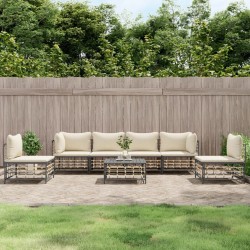 Salon de jardin 7 pcs avec coussins anthracite résine tressée 568262568262