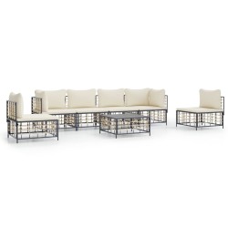 Salon de jardin 7 pcs avec coussins anthracite résine tressée 568262568262