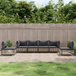 Salon de jardin 6 pcs avec coussins anthracite résine tressée 568263568263