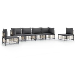 Salon de jardin 6 pcs avec coussins anthracite résine tressée 568263568263