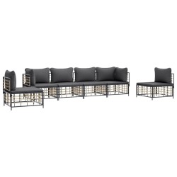 Salon de jardin 6 pcs avec coussins anthracite résine tressée 568263568263