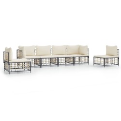 Salon de jardin 6 pcs avec coussins anthracite résine tressée 568264568264