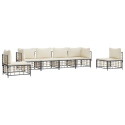 Salon de jardin 6 pcs avec coussins anthracite résine tressée 568264568264