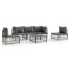 Salon de jardin 6 pcs avec coussins anthracite résine tressée 568265568265