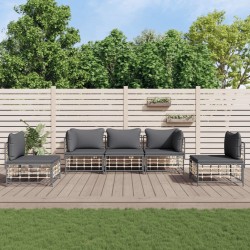Salon de jardin 5 pcs avec coussins anthracite résine tressée 568266568266